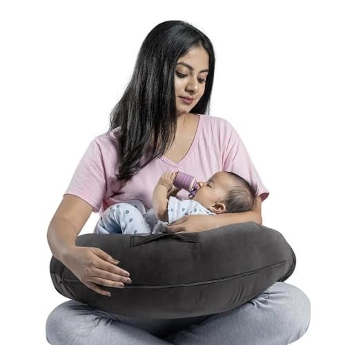 Wakefit Feeding Pillow for New Born Baby | 3 Months Warranty | 5 in 1 Nursing Pillow with Belt and Hoop for Breastfeeding with Cotton Removable Cover | Mekko - Image 1