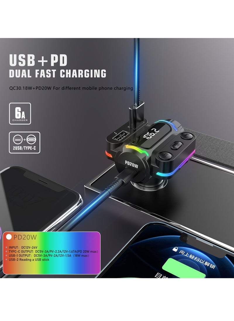 Lenyes - Lenyes CA886 HD Lossless Sound Quality Fast Car Charging, Multifuntion WIRELESS 5.1 38W PD+QC3.0,USB MUSIC +TF+Colorful Ambient Light. - Image 1