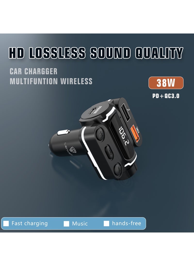 Lenyes - Lenyes CA886 HD Lossless Sound Quality Fast Car Charging, Multifuntion WIRELESS 5.1 38W PD+QC3.0,USB MUSIC +TF+Colorful Ambient Light. - Image 1