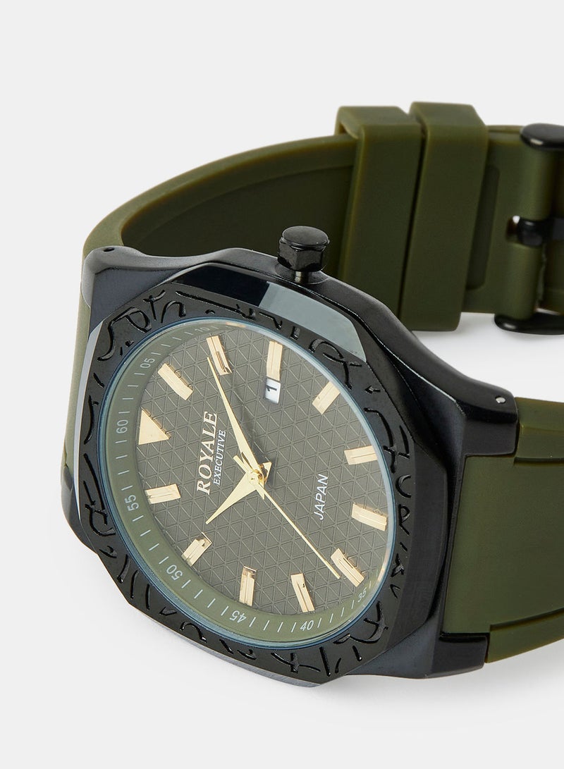 Royale Mega Round Shape Analog Wrist Watch RE222/18 - 40mm - Green - Image 3