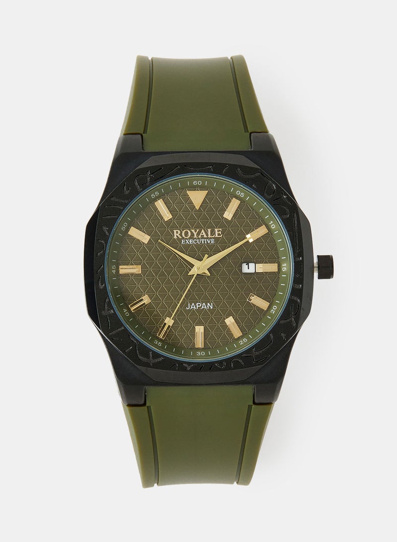 Royale Mega Round Shape Analog Wrist Watch RE222/18 - 40mm - Green - Image 1