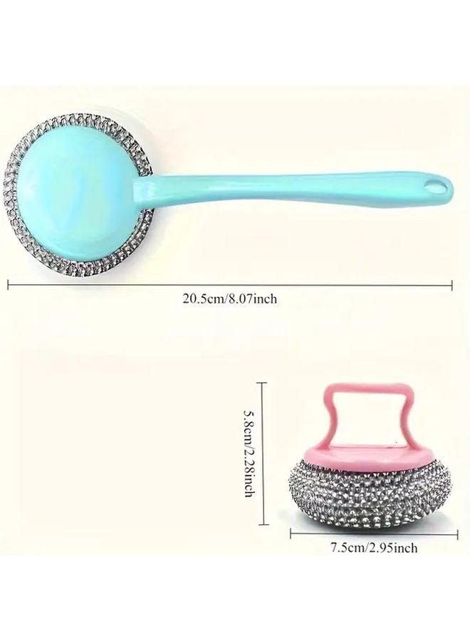 Heavy Duty Stainless Steel Brush Set 5 Replaceable Heads 2 Handles Random Color - Image 3