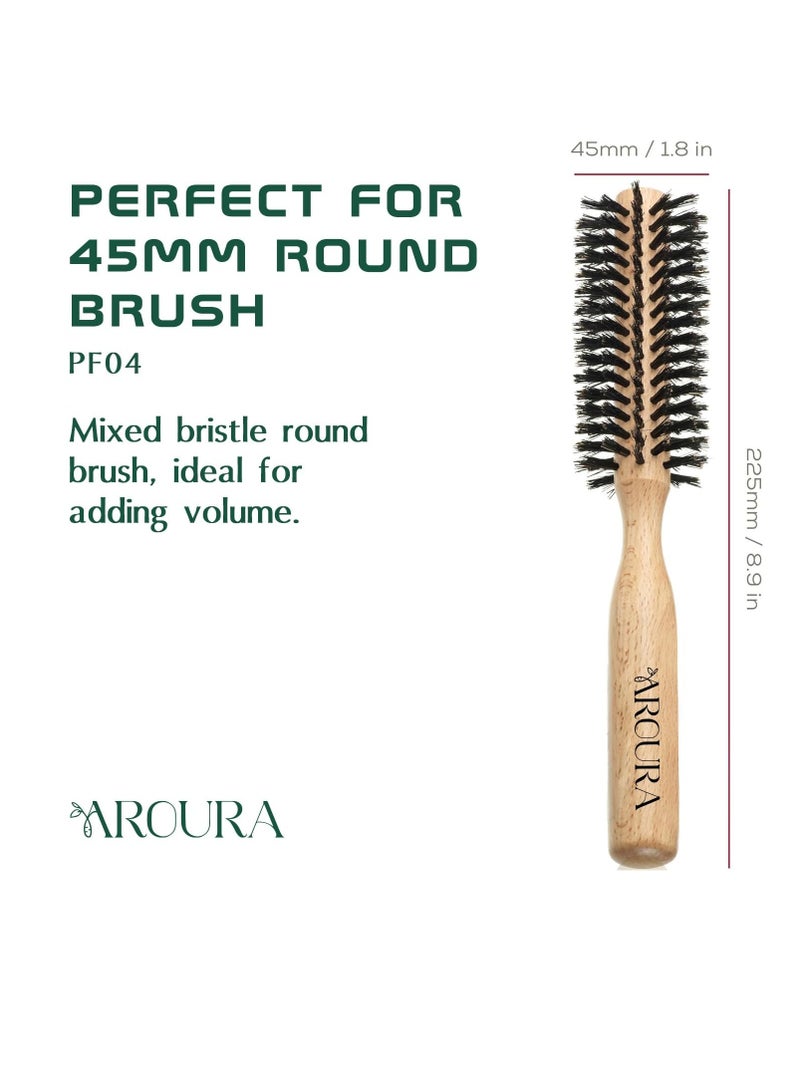 Aroura Aroura 45MM Professional Wooden Round Hairbrush for Men and Women - Mini Roller Comb Brush, Anti-Static Blow Drying Brush for All Hair Types, Ideal for Hairdressers Brand: Aroura  - Image 2