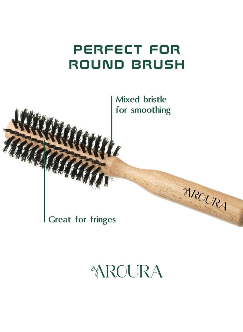 Aroura Aroura 45MM Professional Wooden Round Hairbrush for Men and Women - Mini Roller Comb Brush, Anti-Static Blow Drying Brush for All Hair Types, Ideal for Hairdressers Brand: Aroura  - Image 3