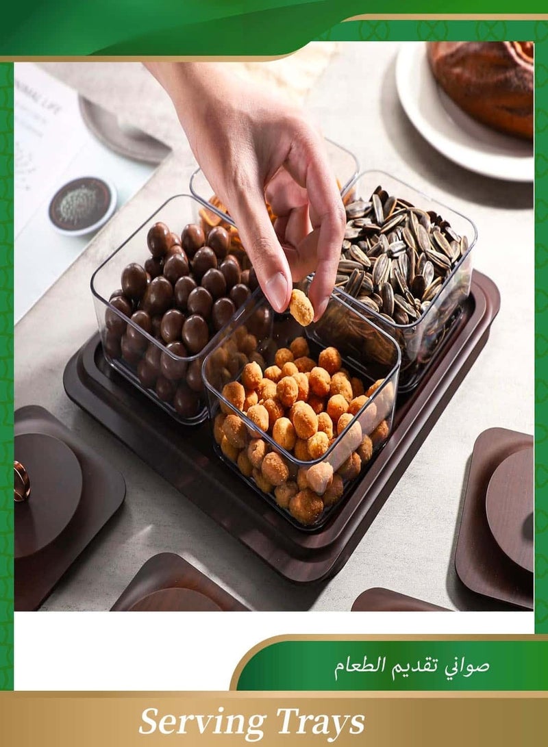 Anmi Serving Trays with 4 Stackable Snack Containers , Nuts Container&Fruit Plate Ideal for Parties, Picnics & Home Use - Image 3