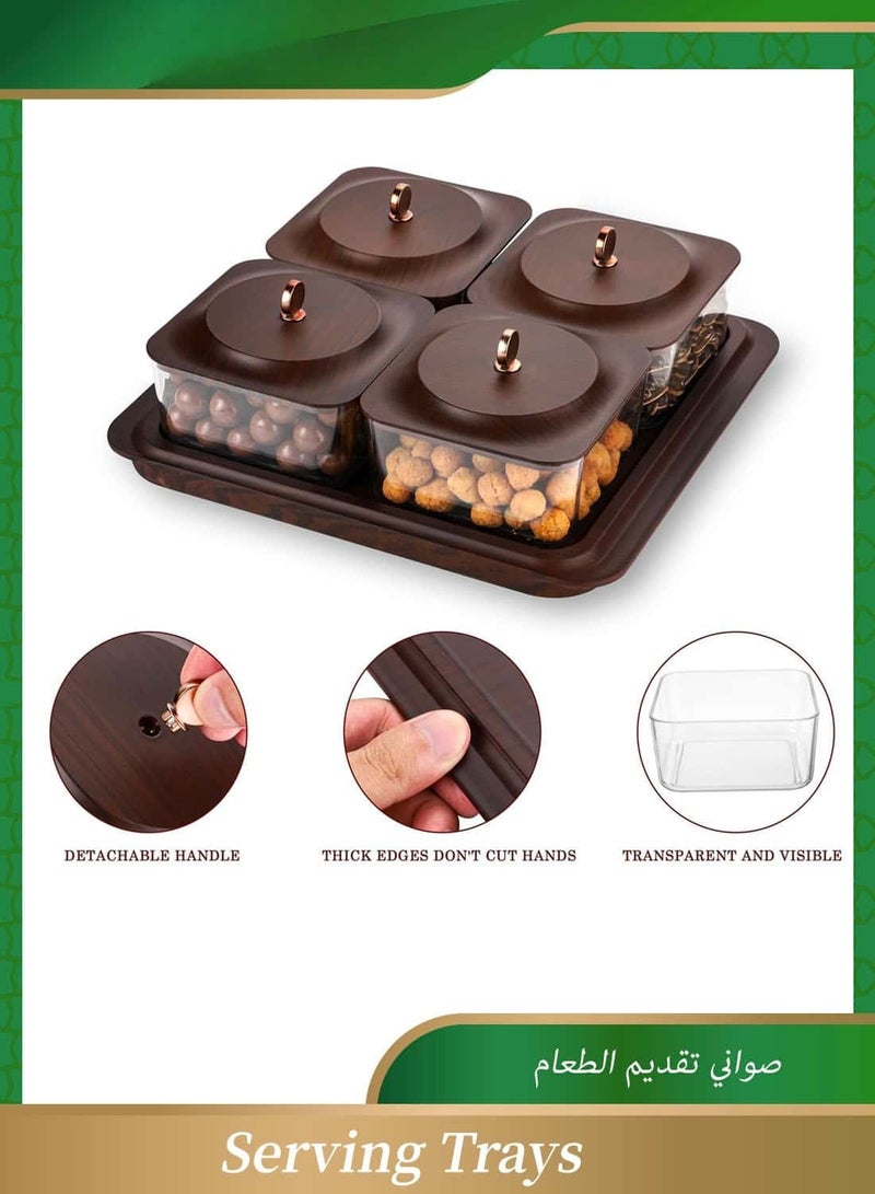Anmi Serving Trays with 4 Stackable Snack Containers , Nuts Container&Fruit Plate Ideal for Parties, Picnics & Home Use - Image 4