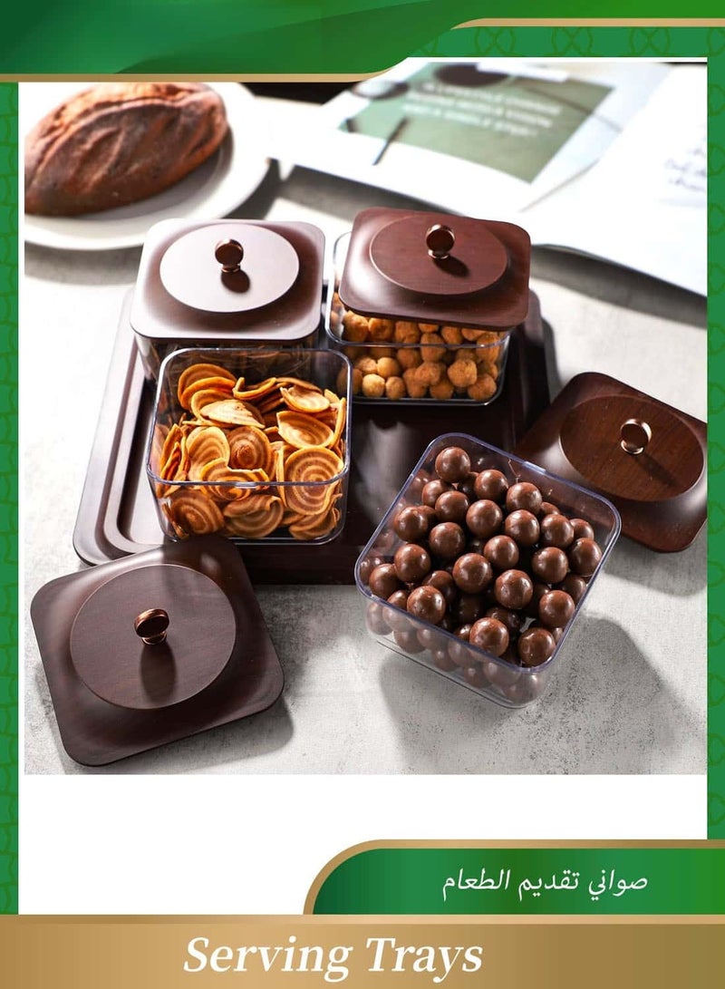 Anmi Serving Trays with 4 Stackable Snack Containers , Nuts Container&Fruit Plate Ideal for Parties, Picnics & Home Use - Image 5