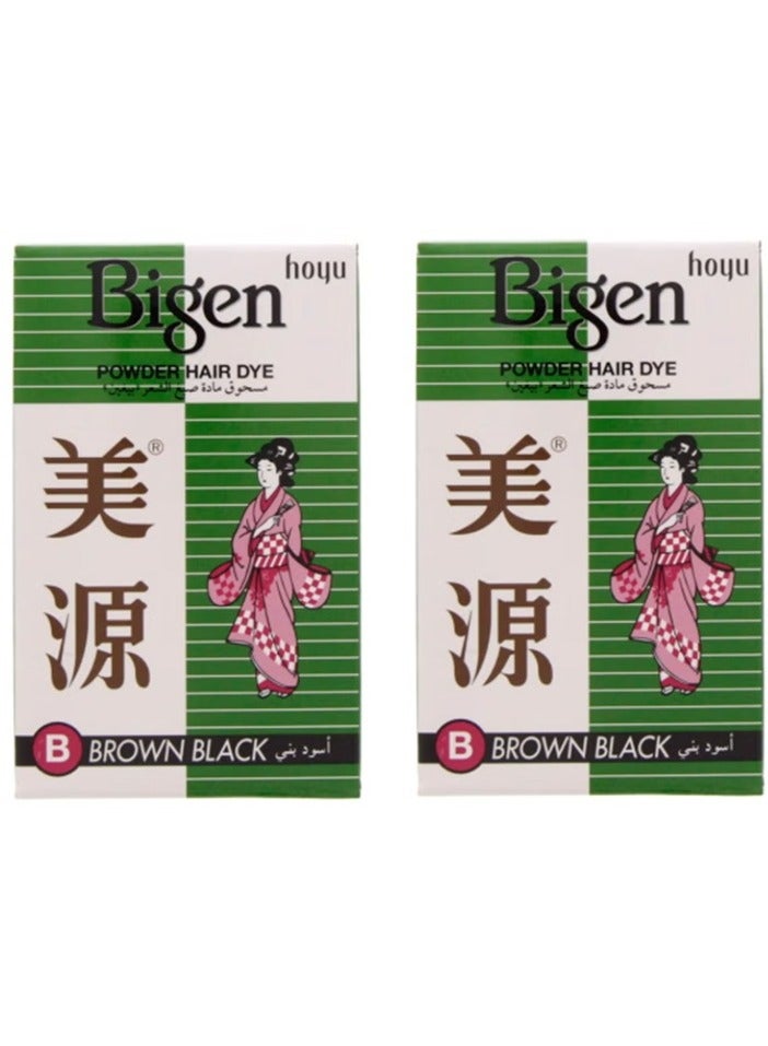 بايجن مسحوق صبغ الشعر لون بني أسود  عبوة من 2