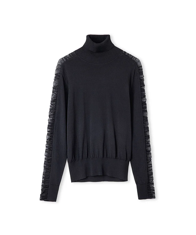 Ipekyol  Draped Tulle-Sleeve Knit Top for Women | Best Price UAE