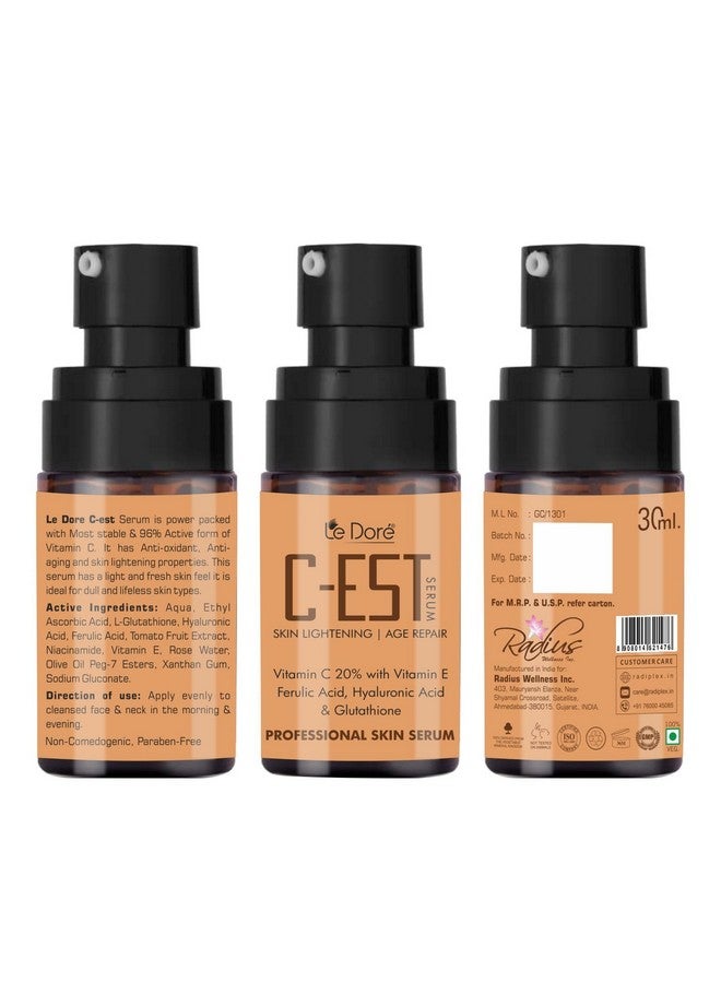 Le Dore Cest Serum 20% Vitamin C With Vitamin E Ferulic Acid Hyaluronic Acid And Glutathione Antiaging Brightening Hydrating Serum (30 Ml) - Image 2