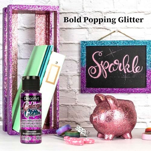 DecoArt Galaxy Glitter Acrylic Paint Set – 9 Bottles (2 fl oz) – Bright Multicolor Glitter Paints for Crafting, Art Projects & Creative DIY Crafts - Image 3