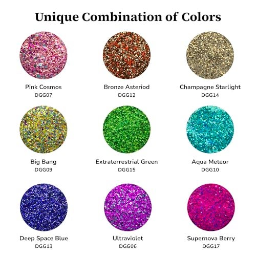 DecoArt Galaxy Glitter Acrylic Paint Set – 9 Bottles (2 fl oz) – Bright Multicolor Glitter Paints for Crafting, Art Projects & Creative DIY Crafts - Image 2