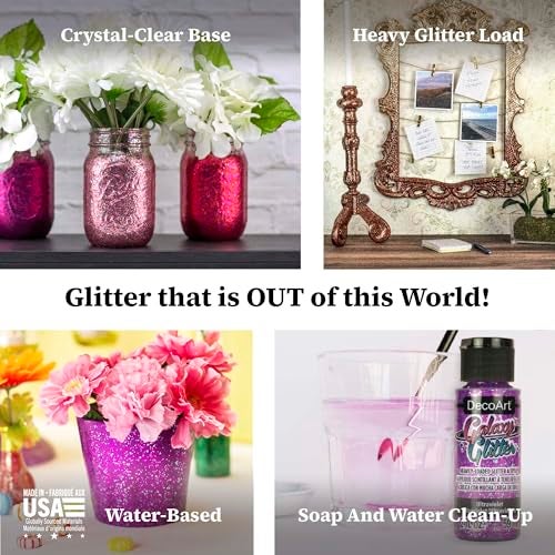 DecoArt Galaxy Glitter Acrylic Paint Set – 9 Bottles (2 fl oz) – Bright Multicolor Glitter Paints for Crafting, Art Projects & Creative DIY Crafts - Image 5