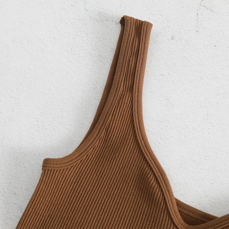 New Seamless Knitted Thread Sports Vest Deep V All-Match Yoga Vest Striped Running Fitness Outer Wear Base - Image 3