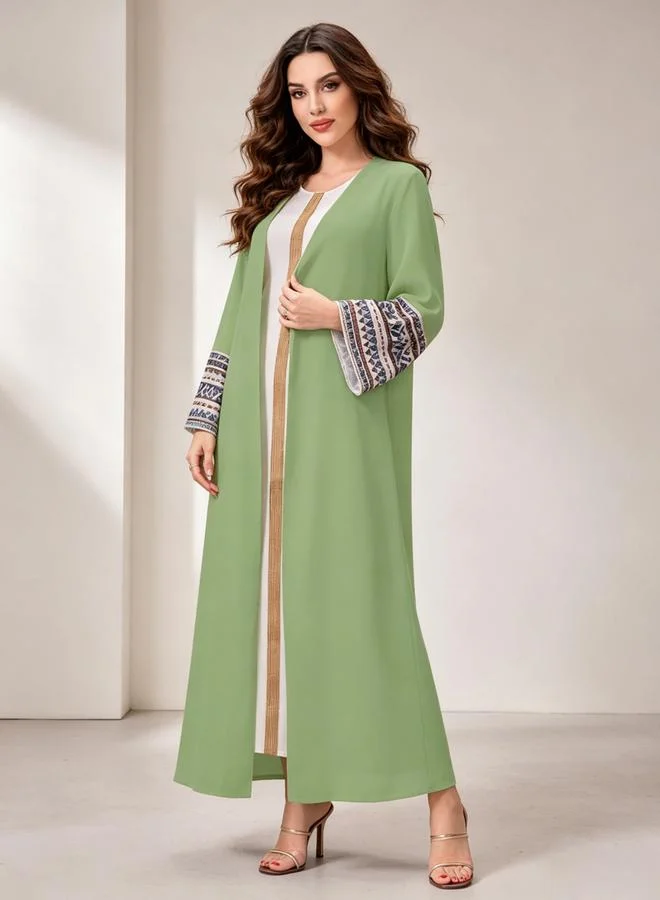 Take Two Green Graphic Print Maxi Jalabiya
