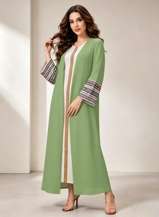Take Two Green Graphic Print Maxi Jalabiya