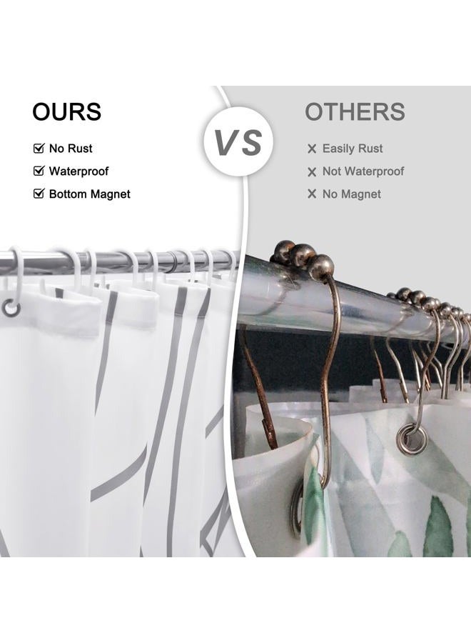 Punkray Grey and White Striped Polyester Shower Curtain for Bathroom with Hooks, Weighted Hem, Waterproof Bath Accessories Hotel Style - Machine Washable, 72 x 78 - Image 5