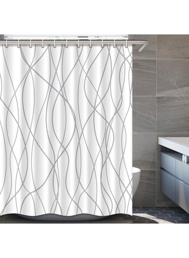 Punkray Grey and White Striped Polyester Shower Curtain for Bathroom with Hooks, Weighted Hem, Waterproof Bath Accessories Hotel Style - Machine Washable, 72 x 78 - Image 1