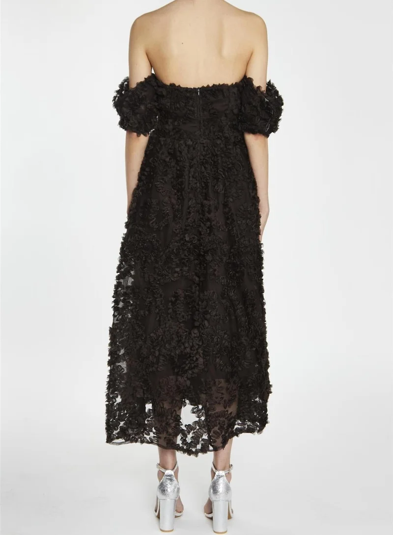 True Decadence Amelia Dark Chocolate Bardot Bust Cup Midi Dress