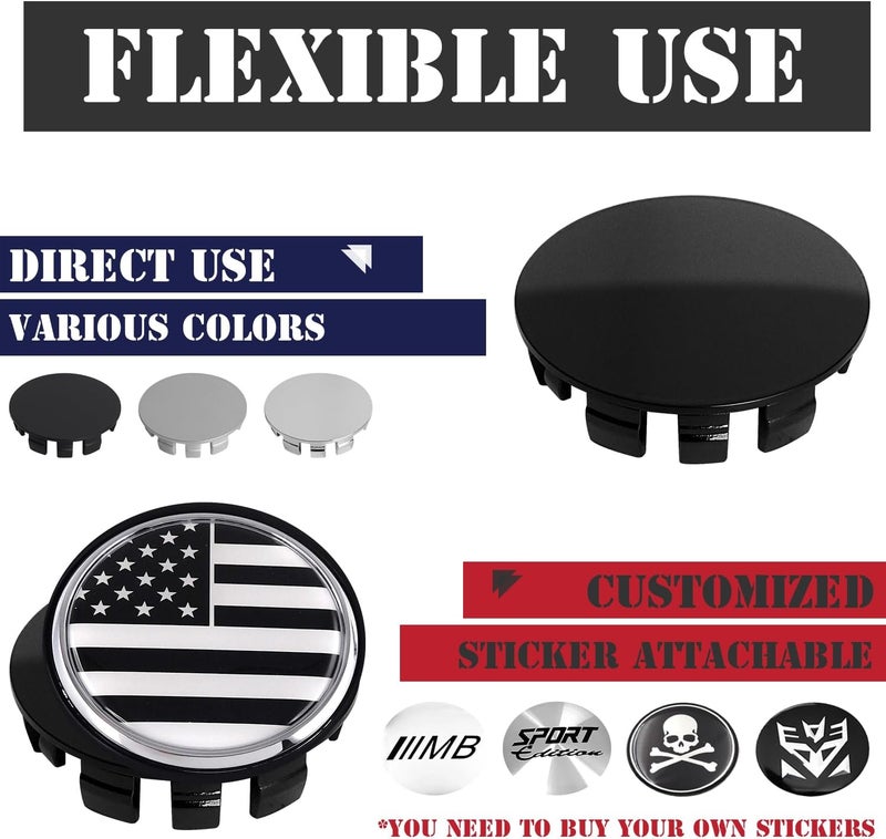 KitsPro 2.4Inch 62MM Wheel Center Caps, Pack of 4 (Gloss Black, Outer 62MM, Inner 56MM) - Image 5