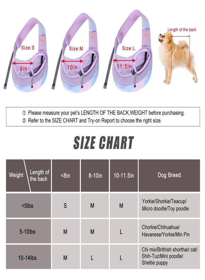 Cuby Pet Sling Carrier for Small Dogs Cats,Adjust Drawstring & Zipper Security Hook Triple Designs for Pets' Securty Dog Bag,Breathable Travel Pet Puppy Sling Carrier (Purple, S (3-5 lbs)) - Image 3