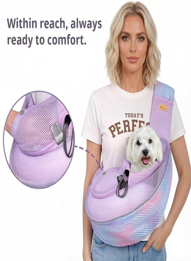 Cuby Pet Sling Carrier for Small Dogs Cats,Adjust Drawstring & Zipper Security Hook Triple Designs for Pets' Securty Dog Bag,Breathable Travel Pet Puppy Sling Carrier (Purple, S (3-5 lbs)) - Image 5