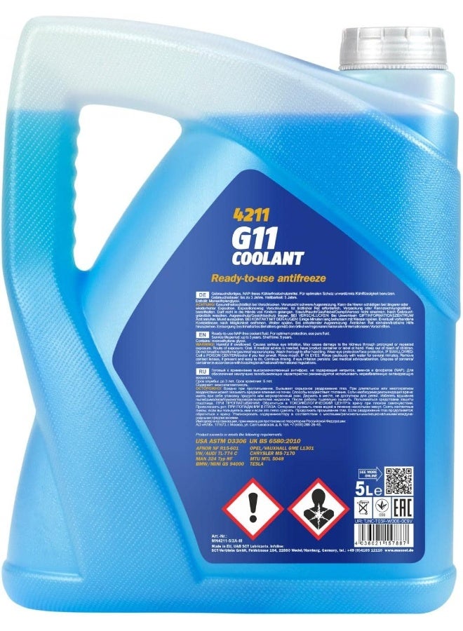 MANNOL سائل تبريد مضاد للتجمد الأزرق 5 لتر جاهز للاستخدام G11 - Image 2