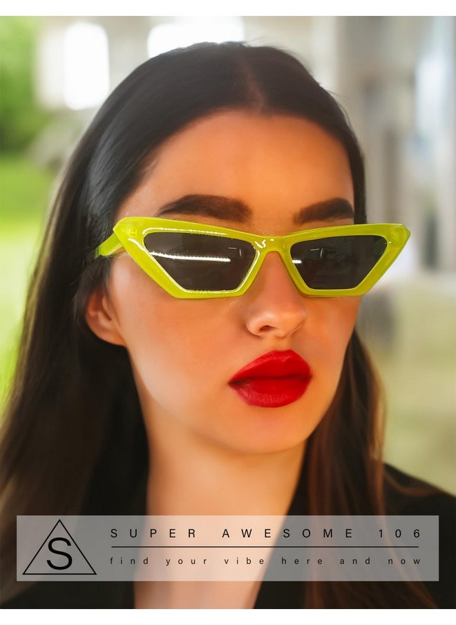 Womens Neon Pop Color 80S Squared Cat Eye Sunglasses (Green Black) - pzsku/ZAB3243396A08AB5A3AEEZ/45/_/1718602652/44b3ff68-4644-4c37-b5b1-a81a1d57b851