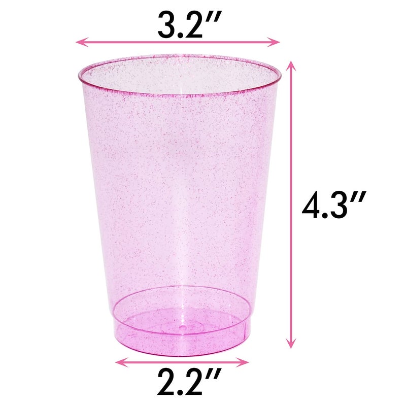 Homy Feel 12 Oz Pink Glitter Plastic Cups 50PCS Disposable Cocktail Cups Plastic Wine Plastic Cups Drink Cups for Wedding Party  Valentine's Day Supplies - Image 2