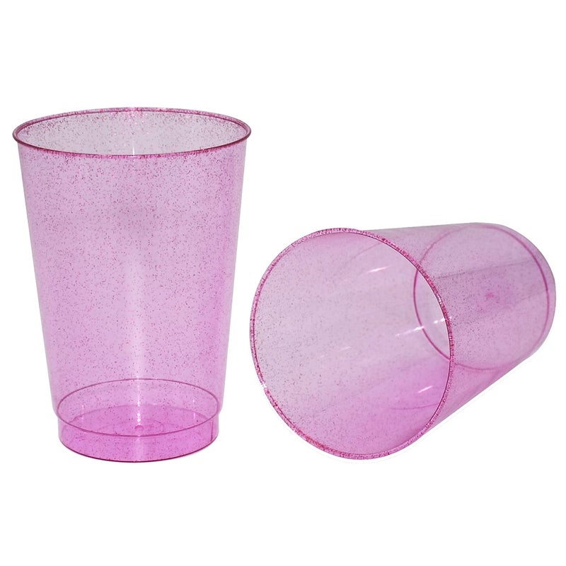Homy Feel 12 Oz Pink Glitter Plastic Cups 50PCS Disposable Cocktail Cups Plastic Wine Plastic Cups Drink Cups for Wedding Party  Valentine's Day Supplies - Image 3