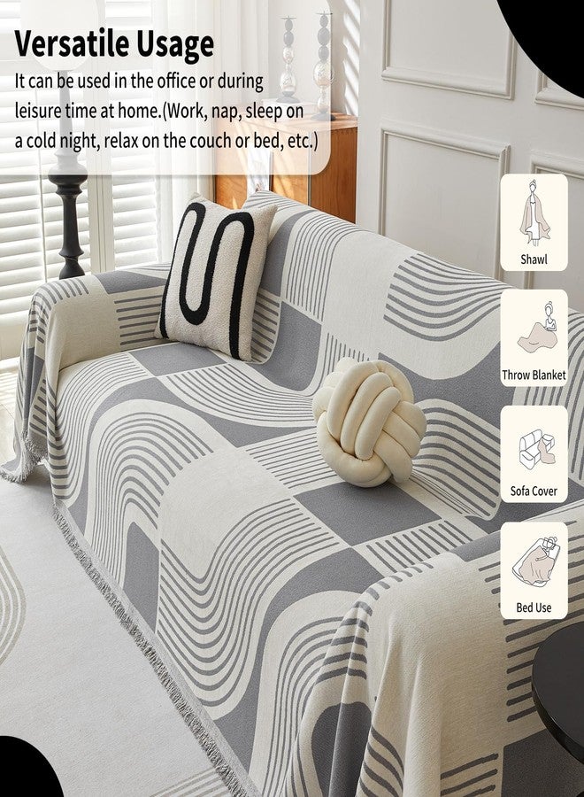 WEYOND Boho Couch Cover Sofa Covers Washable, Chenille Couch Covers for 3 Cushion Couch Sofa Pet Friendly, Bohemian Sofa Slipcovers for Sectional Sofa, Loveseat, 2 3 4 Seater (71" x 102", Grey) - Image 5