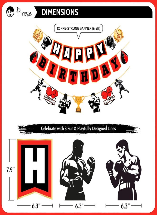 Pirese Boxing Party Decorations, Happy Birthday Banner Kit with Balloons, UFC and Fight Night Decor, Boxing Theme Birthday Supplies for Boys or Men - Image 3