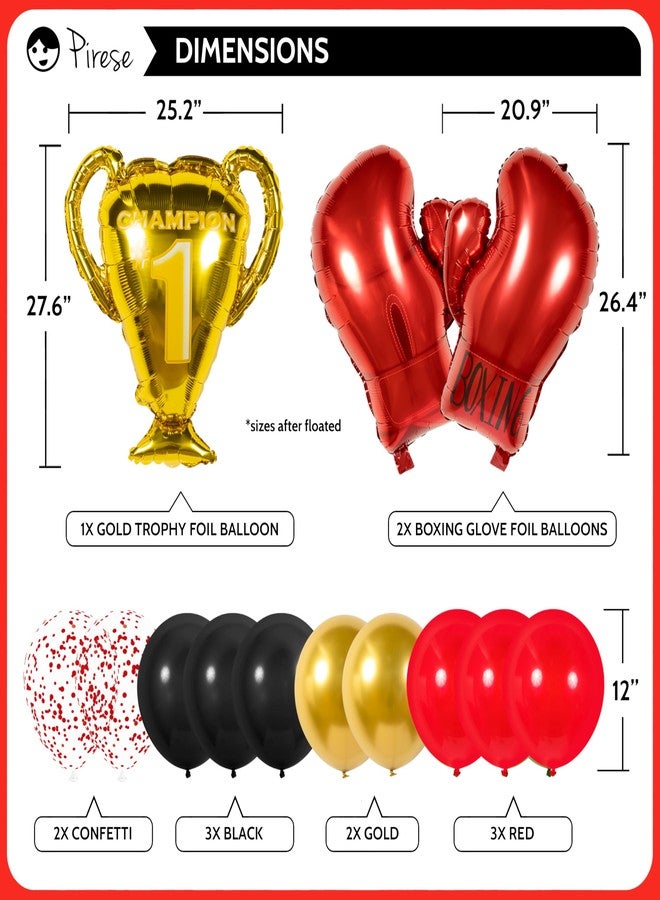 Pirese Boxing Party Decorations, Happy Birthday Banner Kit with Balloons, UFC and Fight Night Decor, Boxing Theme Birthday Supplies for Boys or Men - Image 4