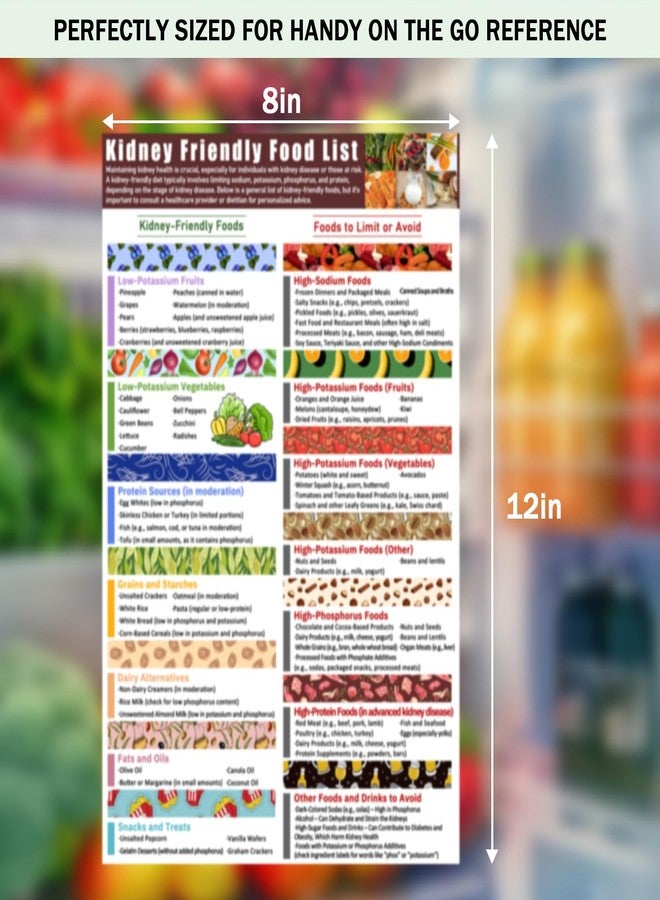 Blirik Magnetic Kidney Friendly Food List Poster,Kidney Awareness,Low Potassium,Kidney Diet List, Grocery List,Beginner Kidney Diet Plan for Kitchen-12 x8 inches - Image 5
