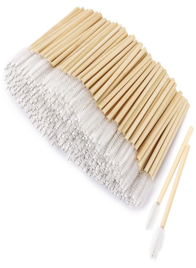 Tbestmax 300 Disposable Mascara Wands Eyelash Brush Spoolies for Eye Lash Extension Eyebrow Bamboo Stick White - Image 1