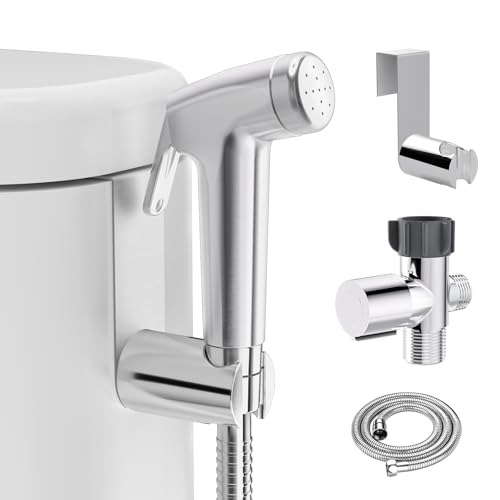 Shineforu Handheld Bidet Sprayer for Toilet,Bidet Sprayer with Stainless Steel Hose for Feminine Wash & Muslim Shower,Adjustable Water Pressure Bidet Faucet Cloth Diaper for Baby Wash (Brushed Nickel) - Image 1