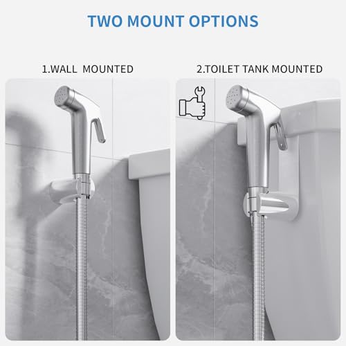 Shineforu Handheld Bidet Sprayer for Toilet,Bidet Sprayer with Stainless Steel Hose for Feminine Wash & Muslim Shower,Adjustable Water Pressure Bidet Faucet Cloth Diaper for Baby Wash (Brushed Nickel) - Image 4