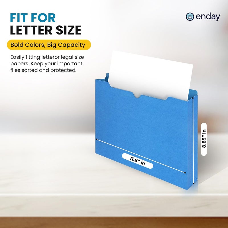 Enday 2 Inch File Jackets (25 Pack) - Assorted Colors Expandable File Folders - Straight Cut Tab - Letter Size - Image 2