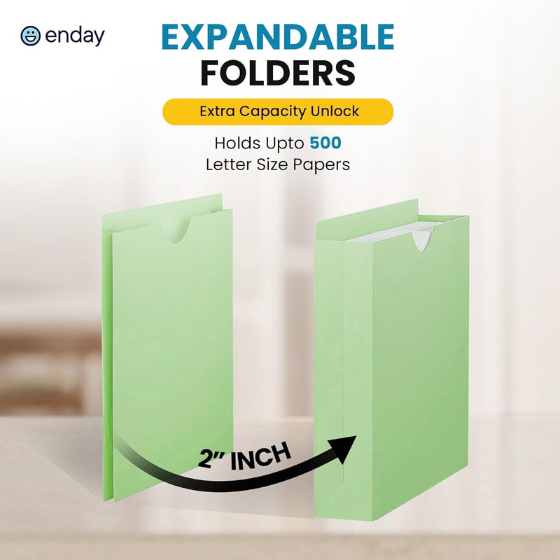 Enday 2 Inch File Jackets (25 Pack) - Assorted Colors Expandable File Folders - Straight Cut Tab - Letter Size - Image 3