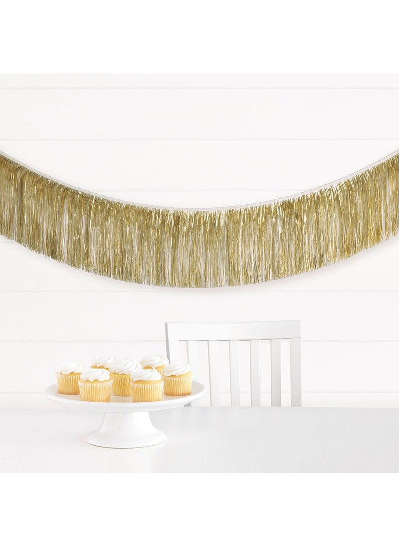 Unique Fringe Garland Gold Plastic Wall Decoration 182cm - Image 2