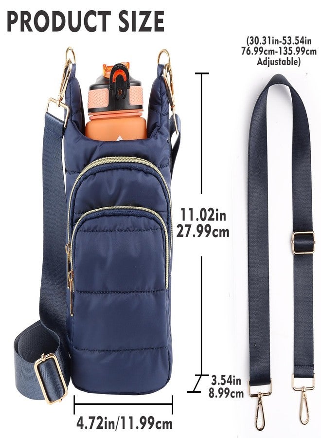 Dealkion Water Bottle Holder with Strap Water Bottle Carrier Bag Quilted Puffer Hydrobag Sling Purse Crossbody Bags for Women, Blue - Image 5