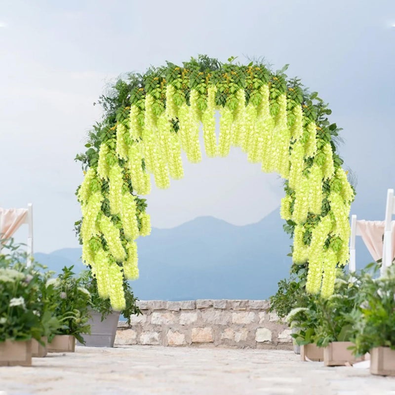 Luerbi Green Artificial Wisteria Flower Vines  3.77 Feet Green Wisteria Hanging Flowers Garland  24 Pack Fake Green Wisteria  Green Flower Vines for Backdrop  Green Trailing Flower  Yard Flower Vines Decor - Image 4