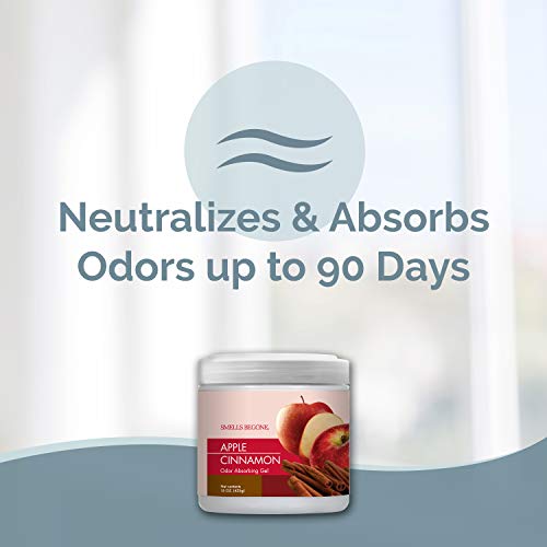 Smells Begone جيل مزيل الروائح SMELLS BEGONE - 15 أونصة، عبوة من 2 - يمتص ويقضي على الروائح في مناطق الحيوانات الأليفة، الحمامات، السيارات، والقوارب - مصنوع من الزيوت الأساسية - رائحة تفاح بالقرفة - Image 2
