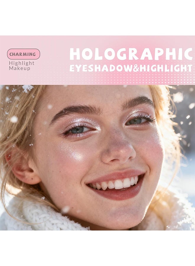 XIXI Bulb's Plan Eyeshadow, Holographic Light Silver Glitter Eyeshadow, Multichrome Shimmer Color Shifting Single Eyeshadow, Chameleon Metallic Iridescent Eye Shadow Palette Bouncy Texture Fairy Highlighter Makeup #01 - Image 3