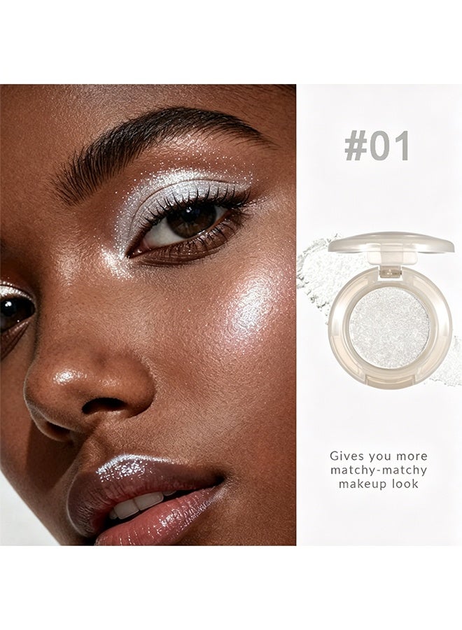 XIXI Bulb's Plan Eyeshadow, Holographic Light Silver Glitter Eyeshadow, Multichrome Shimmer Color Shifting Single Eyeshadow, Chameleon Metallic Iridescent Eye Shadow Palette Bouncy Texture Fairy Highlighter Makeup #01 - Image 2