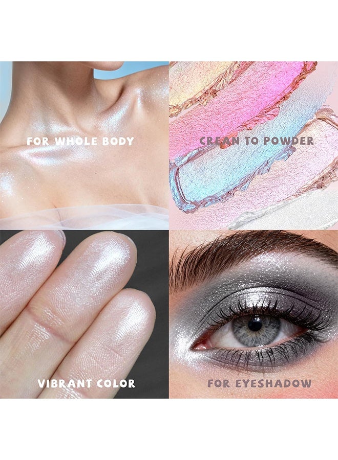 XIXI Bulb's Plan Eyeshadow, Holographic Light Silver Glitter Eyeshadow, Multichrome Shimmer Color Shifting Single Eyeshadow, Chameleon Metallic Iridescent Eye Shadow Palette Bouncy Texture Fairy Highlighter Makeup #01 - Image 5