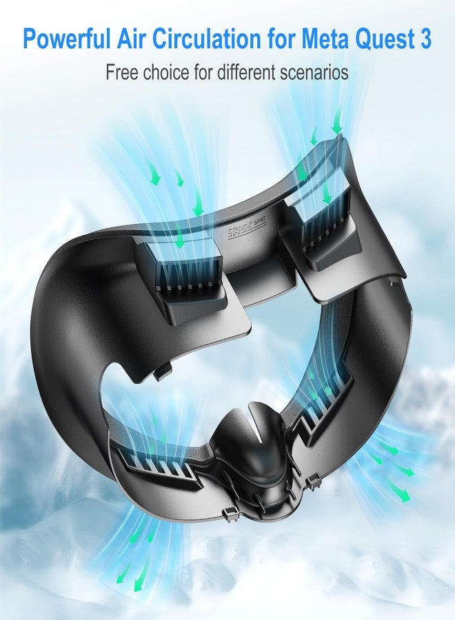 STARTRC GAMES Upgrade Facial Interface Cooling Fan for Meta Quest 3, Breathable Ice Silk Cotton and Soft PU Leather Face Pad Compatible with Oculus Quest 3, Adjustable Fan to Relieve Lens Fogging (3 Speeds) - Image 4