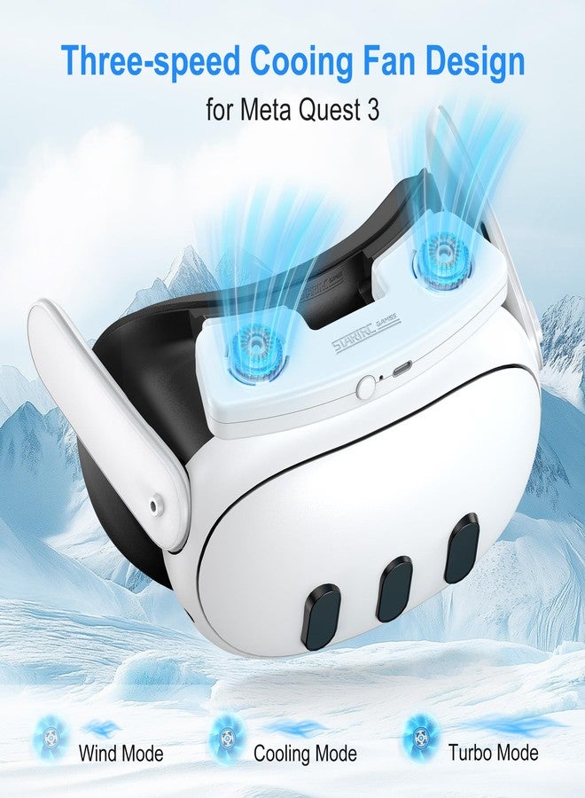 STARTRC GAMES Upgrade Facial Interface Cooling Fan for Meta Quest 3, Breathable Ice Silk Cotton and Soft PU Leather Face Pad Compatible with Oculus Quest 3, Adjustable Fan to Relieve Lens Fogging (3 Speeds) - Image 3