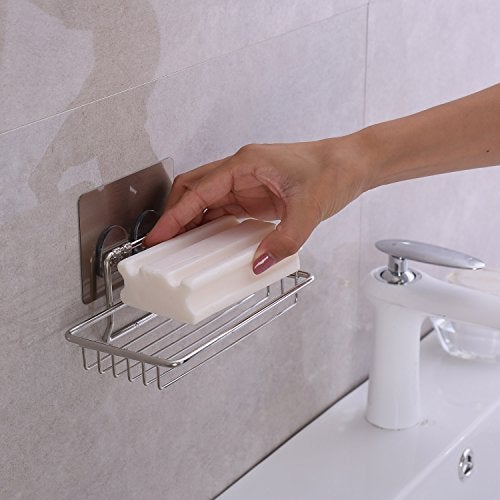 HOKIPO® Magic Sticker Series Self Adhesive Stainless Steel Soap Holder - 16 x 9 cm - Image 3
