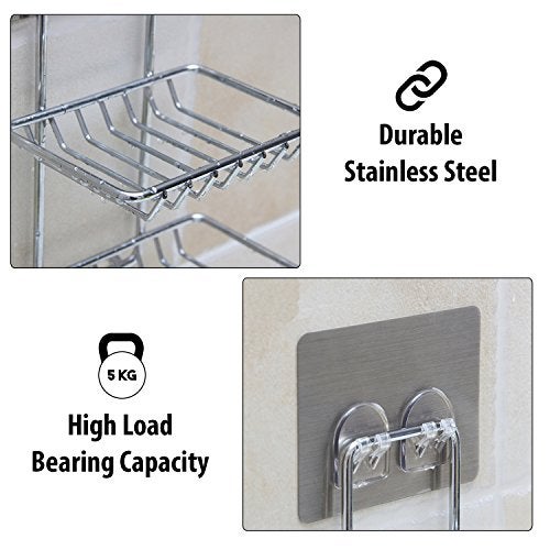 HOKIPO® Magic Sticker Series Self Adhesive Stainless Steel Soap Holder - 16 x 9 cm - Image 5